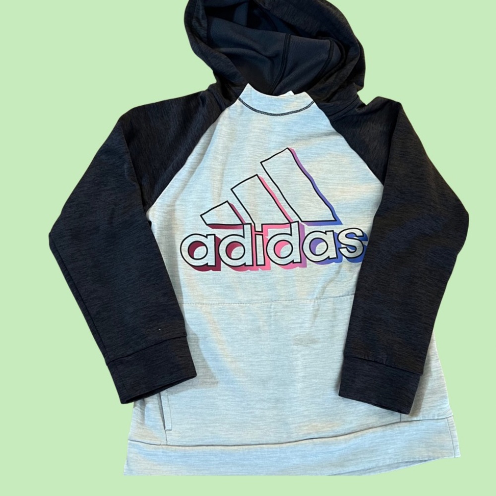 Adidas Gray and Black Sweatshirt with Raglan Sleeves